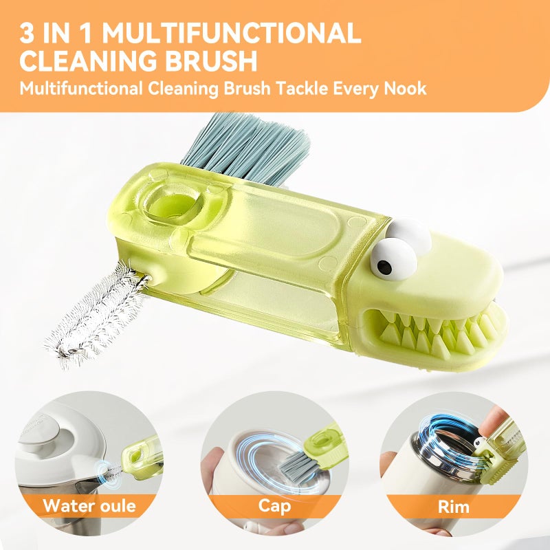 Nodirz 3 In 1 Cup Lid Gap Cleaning Brush Set, Multifunctional Bottle Cleaning Brush, Silicone Cup Lid Gap Cleaner, Home Kitchen Crevice Cleaning Tools (Red) - Image 4